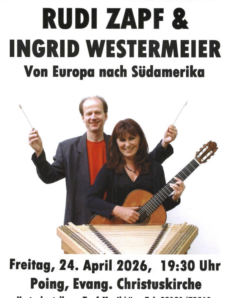 Plakat für das Konzert mit Rudi Zapf am 24. April um 19:30 Uhr